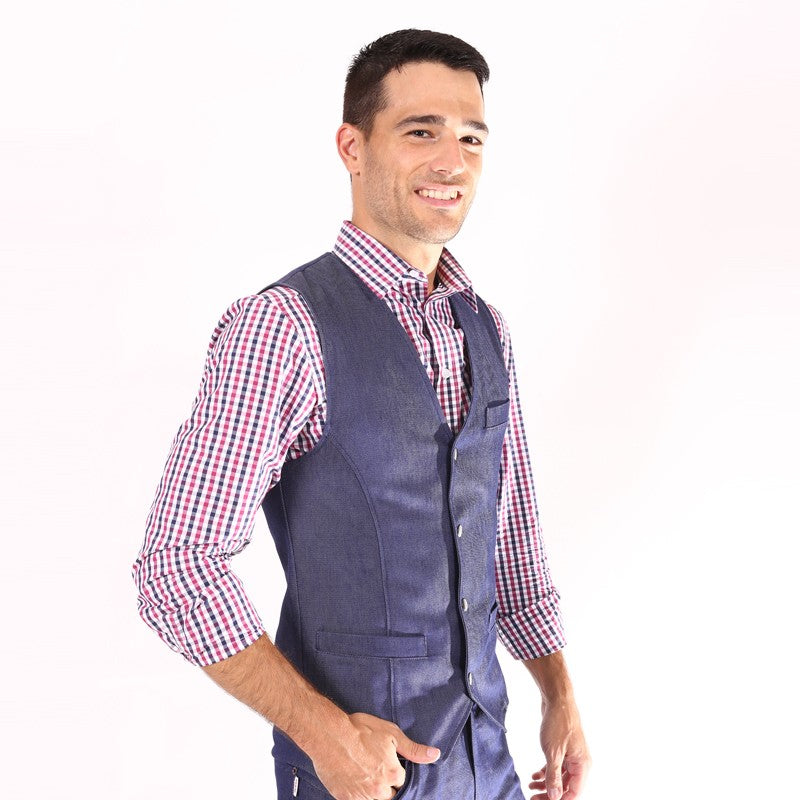 Chemise de serveur à carreaux bleu/rouge/blanc