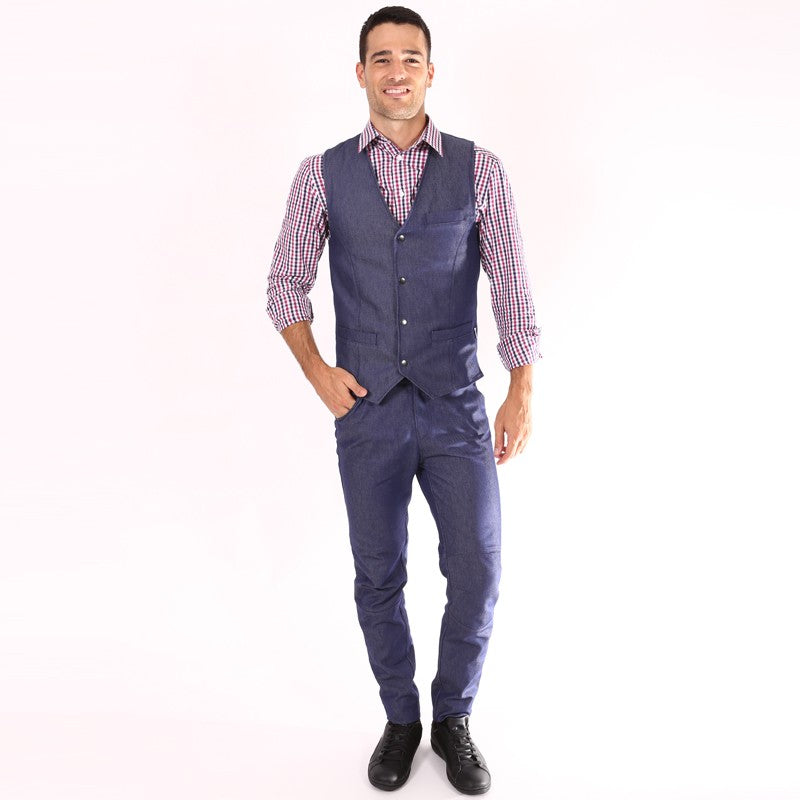 Chemise de serveur à carreaux bleu/rouge/blanc