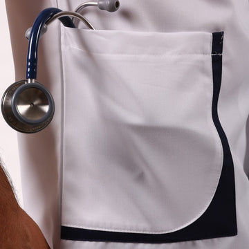Blouse Medicale Homme Blanc & Bleu Marine