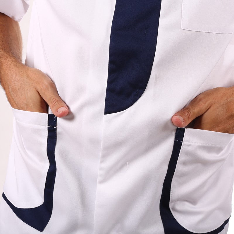 Blouse Medicale Homme Blanc & Bleu Marine