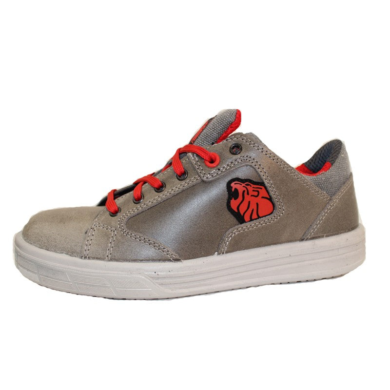 Basket de sécurité S3 grise et rouge cuir. Look moderne. Adaptée à la ville.