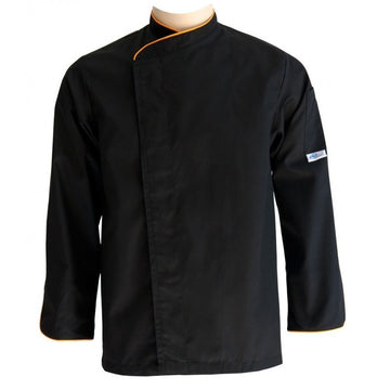 Veste de cuisine noire liseré orange grande taille ML