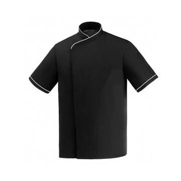 Veste de cuisine noire grande taille liseré blanc MC
