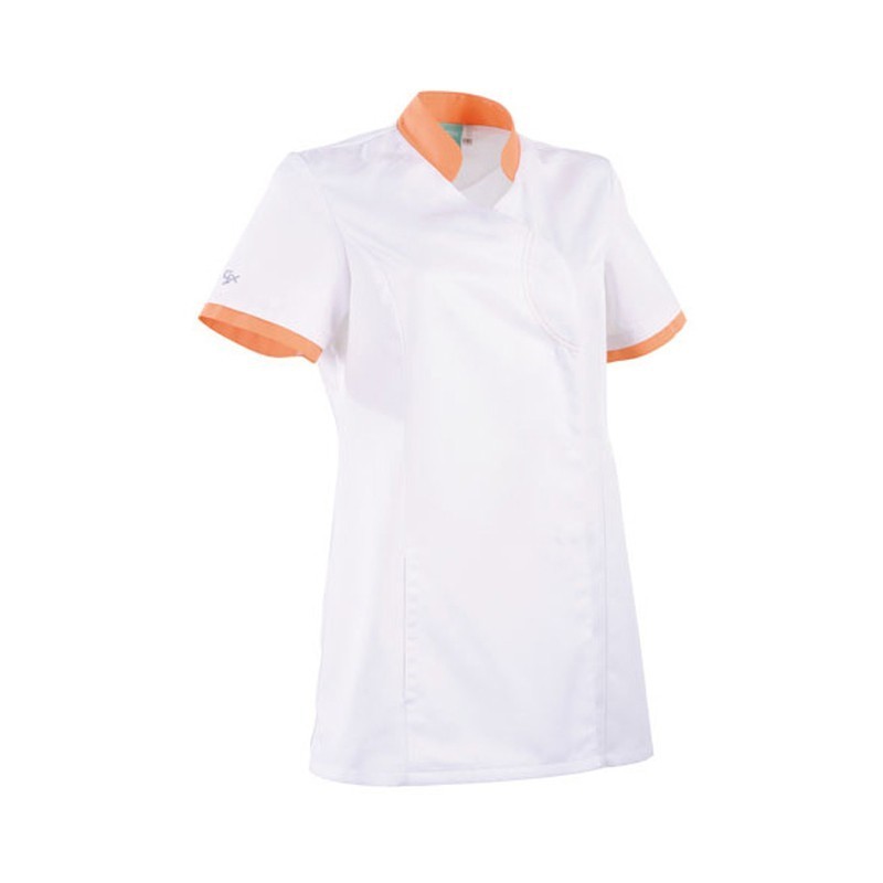 Blouse clemix cintrée 2LIN blanche et orange