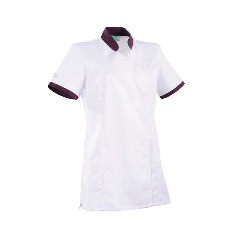 Blouse clemix cintrée 2LIN blanche et prune