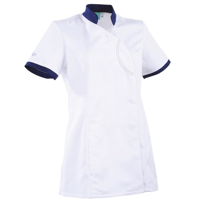 Blouse clemix cintrée 2LIN blanche et bleu