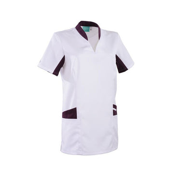 Tunique médicale blanche et prune 2LAU