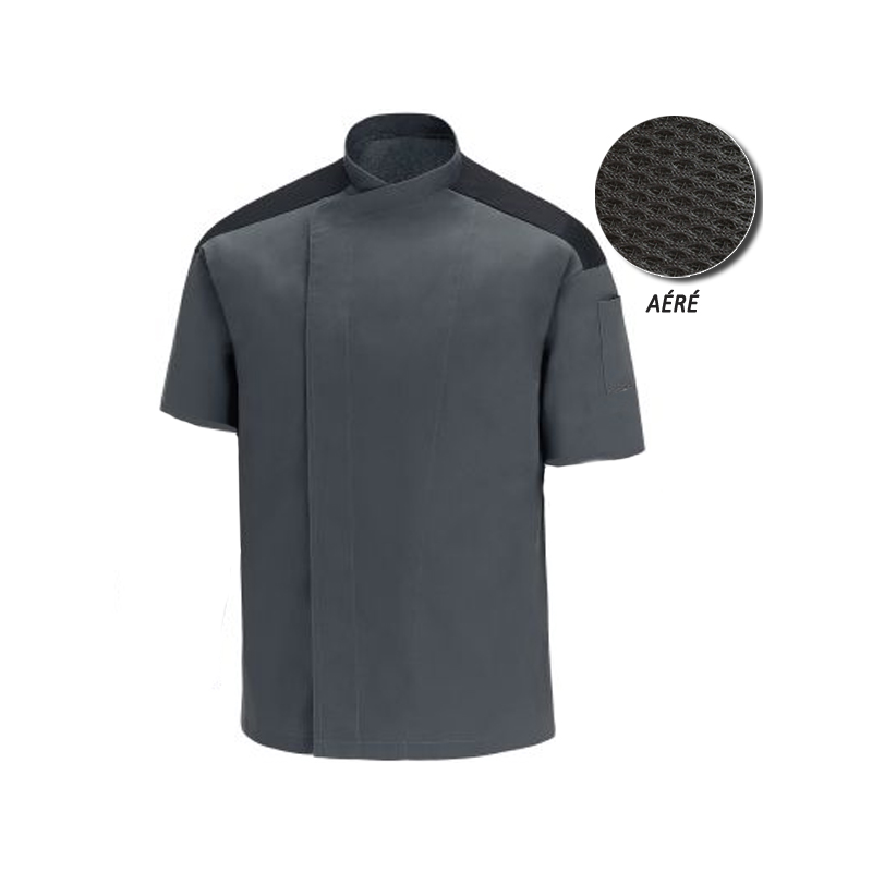 Veste de cuisine grise épaule noire Grande taille - MANELLI