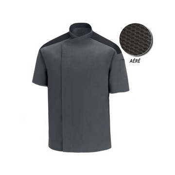 Veste de cuisine grise épaule noire Grande taille - MANELLI