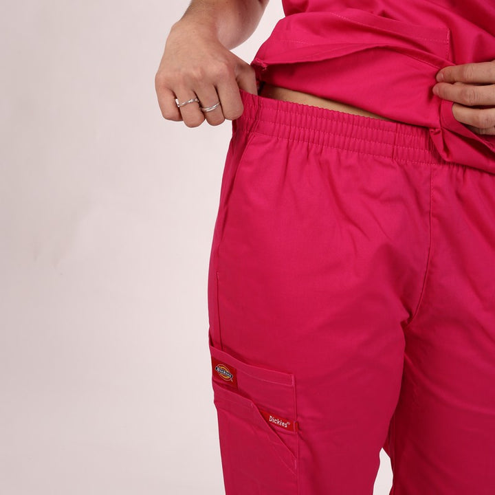 Pantalon médical ceinture élastique Dickies rose homme femme mixte pas cher promotion confortable infirmière aide soignantes