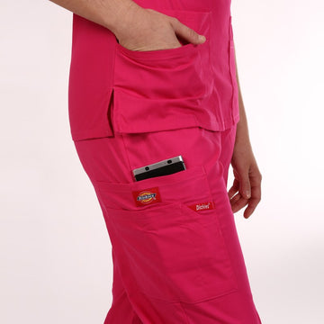 Pantalon médical ceinture élastique Dickies rose homme femme mixte pas cher promotion confortable infirmière aide soignante