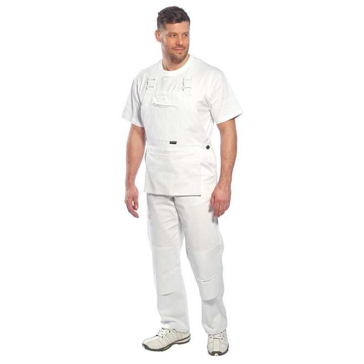 Cotte à bretelles pour peintre blanche