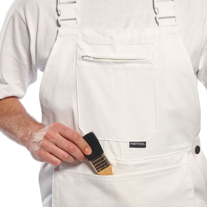 Cotte à bretelles pour peintre blanche