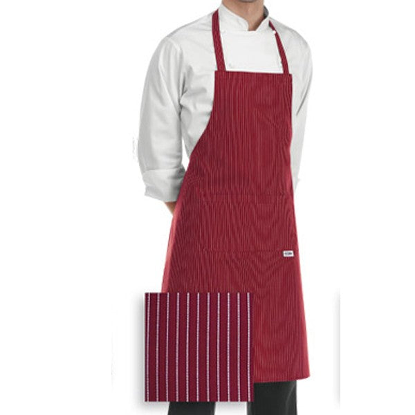 Tablier de Cuisine bordeaux rayures blanches