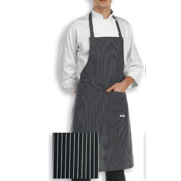 Tablier de Cuisine noir rayures blanches fines
