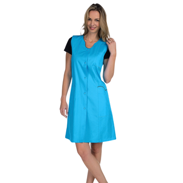 Blouse femme de chambre sans manches ANEMONE RÉMI atoll et noir