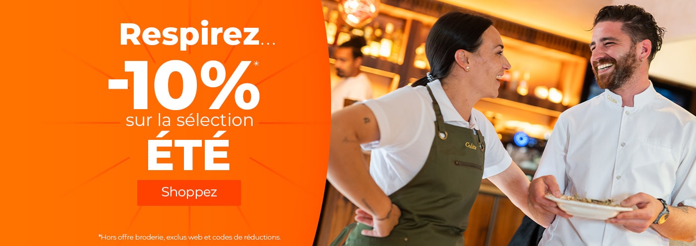 -10% sur la sélection été, vêtements respirants et chaussures légères cuisine service hôtellerie médical et BTP