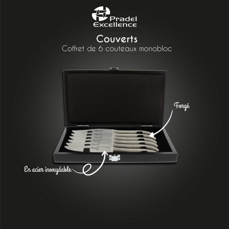 COFFRET 6 COUTEAUX LAGUIOLE INOX PRADEL
