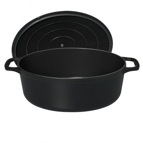 Grande cocotte ovale Chasseur 35 cm fonte émaillée noir mat – 8,5 L - 2