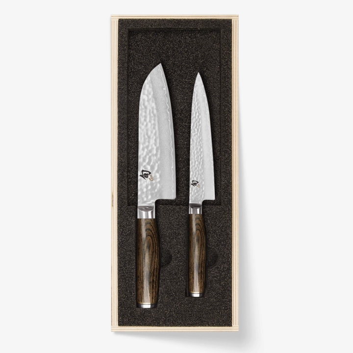 Coffret 2 Couteaux Cuisine Japonais Damassés 