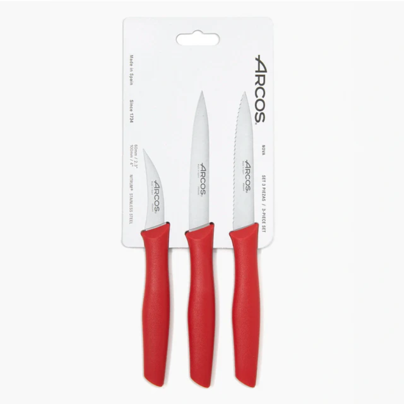 Set de 3 Couteaux Office Rouge Blister
