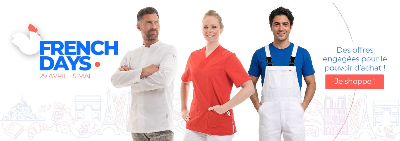 Profitez des French Days chez Manelli pour découvrir notre sélection de vêtements professionnels de qualité supérieure, conçus par les grandes marques françaises comme Manelli, Robur, Opinel, Lafont, Coverguard, S24, Fischer, Deglon, Sabatier et LMA.