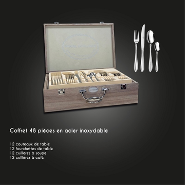 MÉNAGÈRE 48 COUVERTS INOX MIROIR pradel