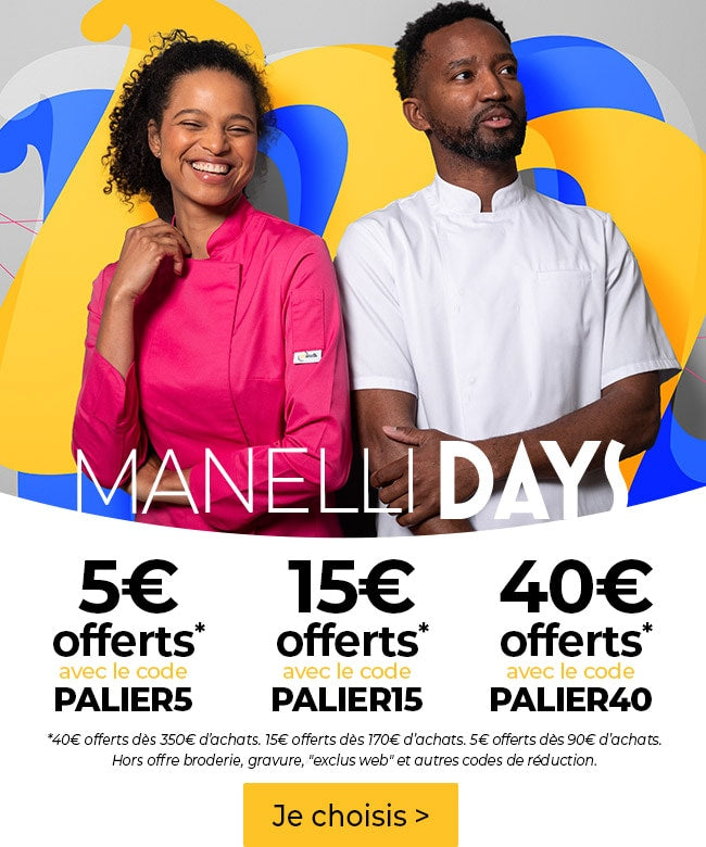 Jusqu’à 40€ offerts sur vos achats pros ! Cuisine, workwear et médical, choisissez vos vêtements pros !