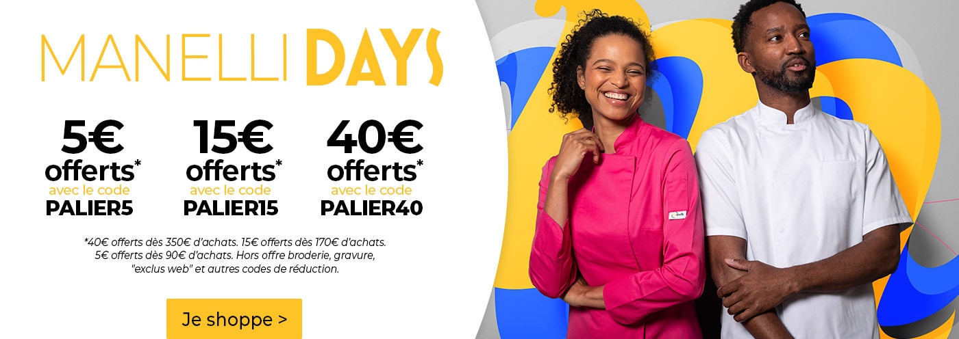 Jusqu’à 40€ offerts sur vos achats pros ! Cuisine, workwear et médical, choisissez vos vêtements pros !