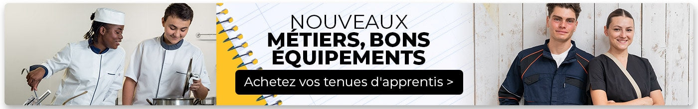 Nouveaux métiers, bons équipements. Achetez vos tenues d'apprentis pour votre rentrée pro 2026 !