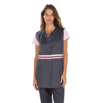 Tunique médicale femme sans manches LOU SM RÉMI anthracite et rose