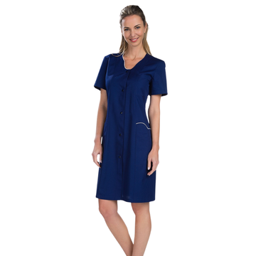 Blouse femme de chambre manches courtes ANEMONE RÉMI marine et blanc