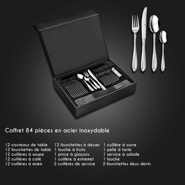 coffret 84 pièces en acier inoxydable