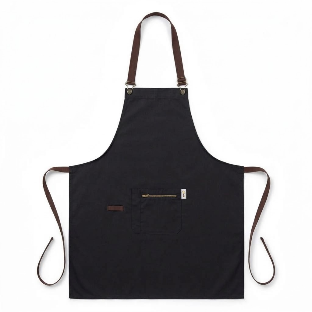 Tablier Noir et Marron Double Poche Zip - MANELLI