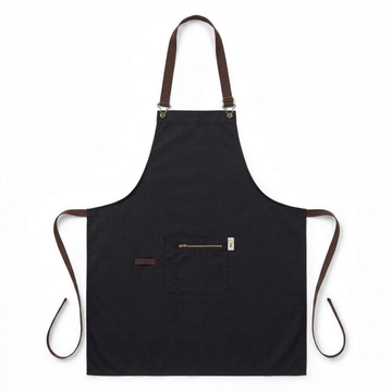 Tablier Noir et Marron Double Poche Zip - MANELLI