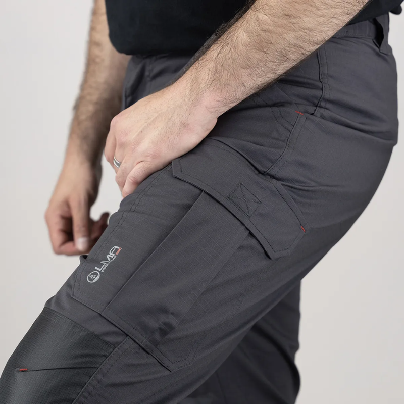 Pantalon de Travail Homme Stretch Léger et Résistant avec Poches Genouillères Sans Métal - LMA I GRIS focus poches