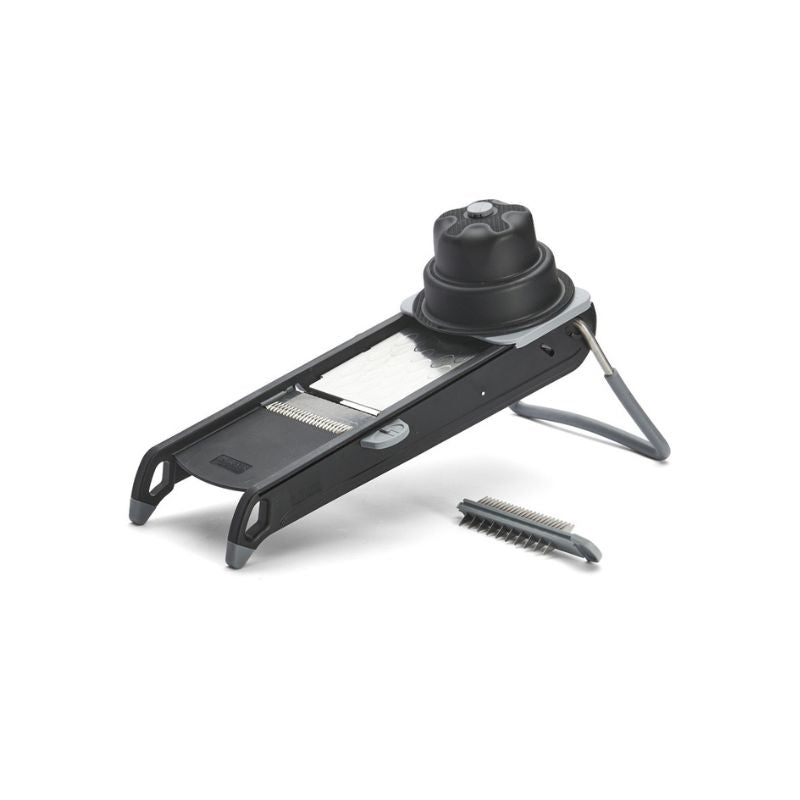 Mandoline professionnelle Swing Plus noire avec poussoir De Buyer