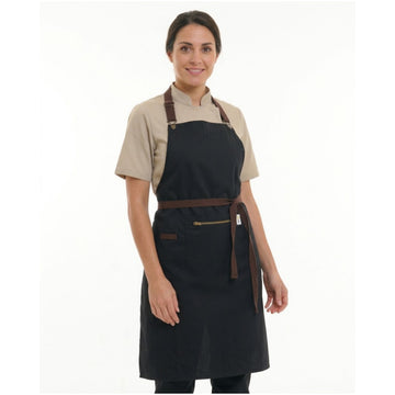 Tablier Noir et Marron Double Poche Zip - MANELLI