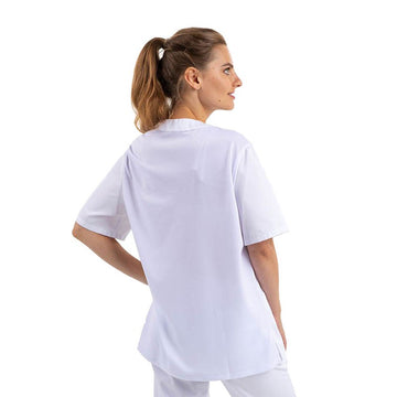 Tunique médicale Athena unisexe blanc femme dos