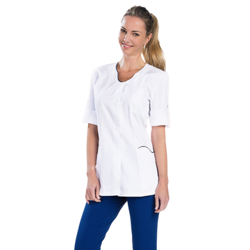 Tunique médicale femme manches longues ANAIS RÉMI blanc et marine