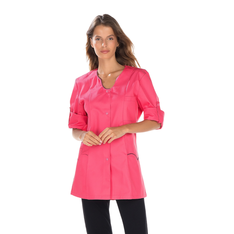 Tunique médicale femme manches longues ANAIS RÉMI fuchsia et iris