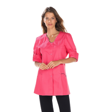 Tunique médicale femme manches longues ANAIS RÉMI fuchsia et iris