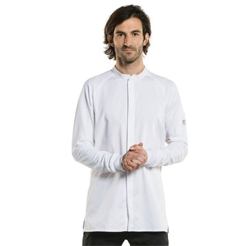 Veste cuisine coupe centrée noire - Chaud Devant Blanc
