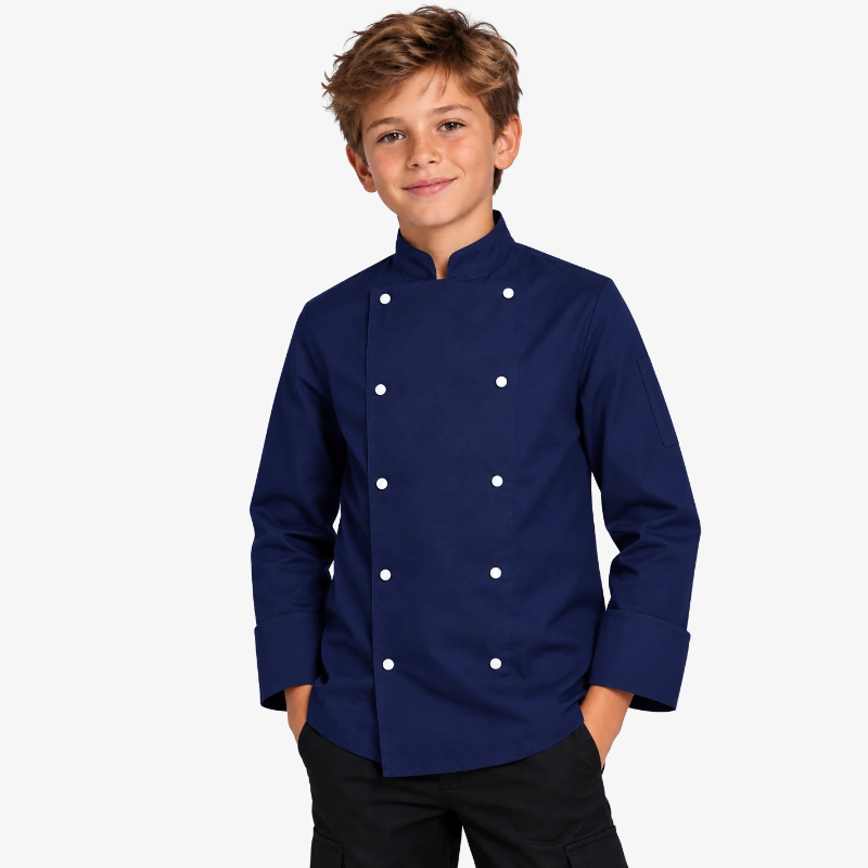 veste de cuisine garcon bleu marine 